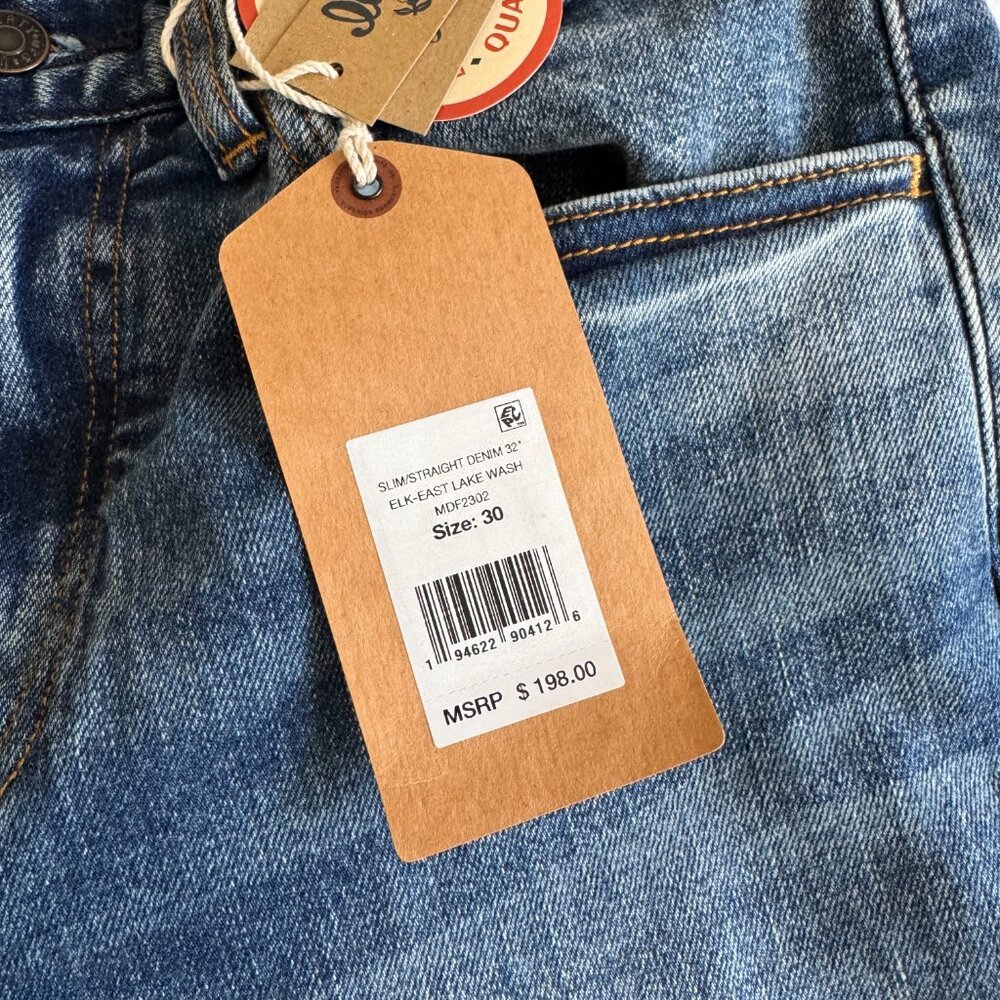 Faherty Brand Organic Cotton Slim Straight Denim Jeans - Mens 30x32 - NWT - Picture 7 of 7